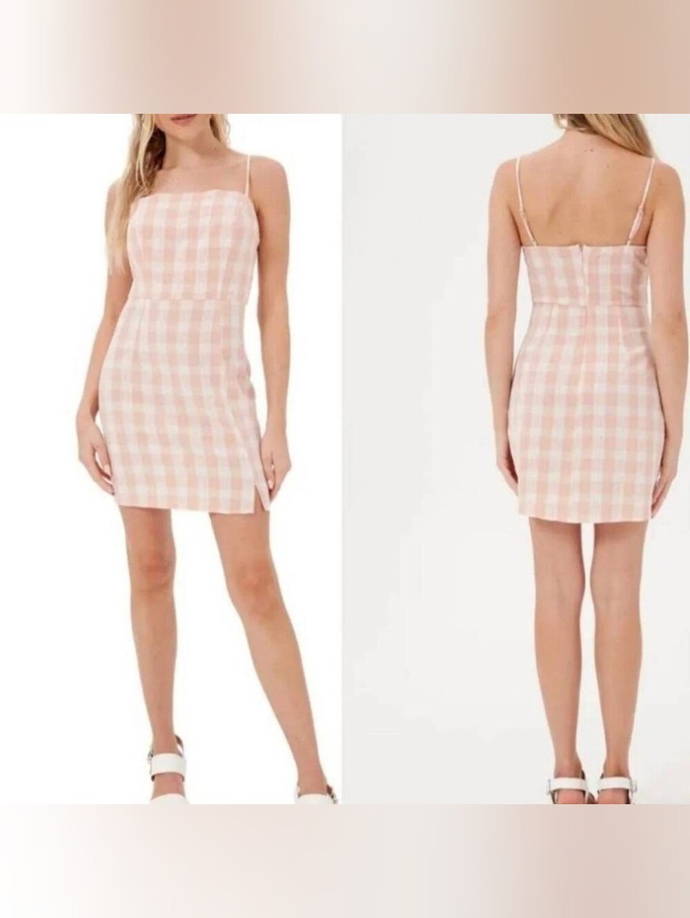 NWT BP Pink Gingham Square-Neck Mini Dress- MED